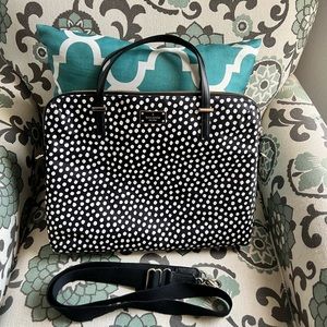 Kate Spade Nylon Calista Laptop Bag with Black and White Polka Dots
